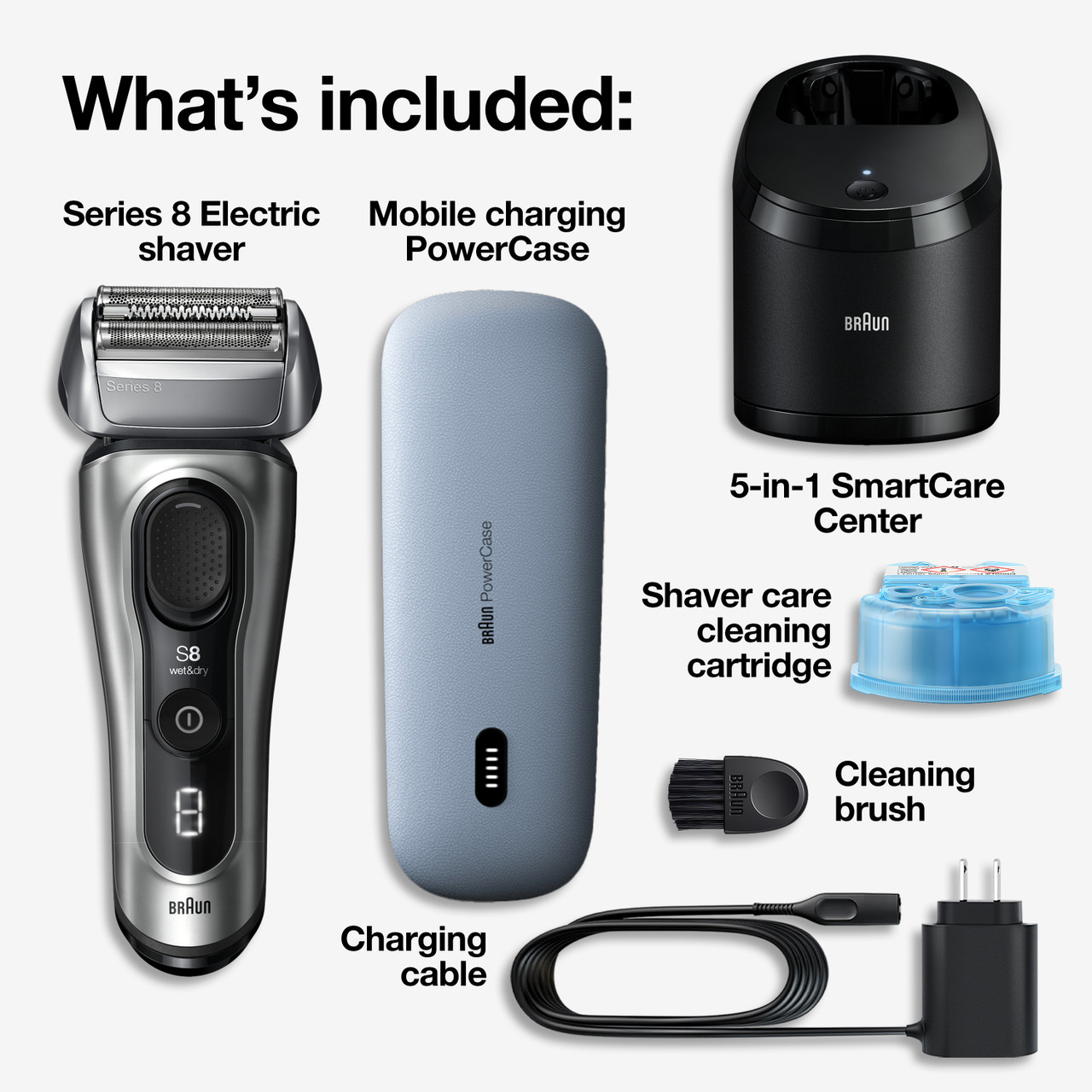 Braun Series 8 Electric Shaver with PowerCase and 5-in-1 SmartCare Center, 8577cc for Men | New Arrivals