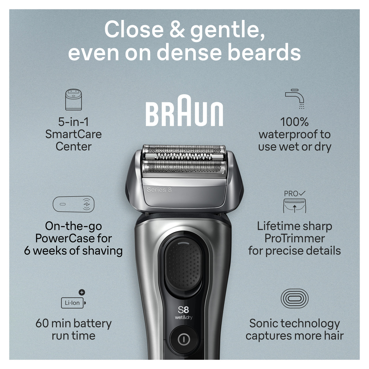 Braun Series 8 Electric Shaver with PowerCase and 5-in-1 SmartCare Center, 8577cc for Men | New Arrivals