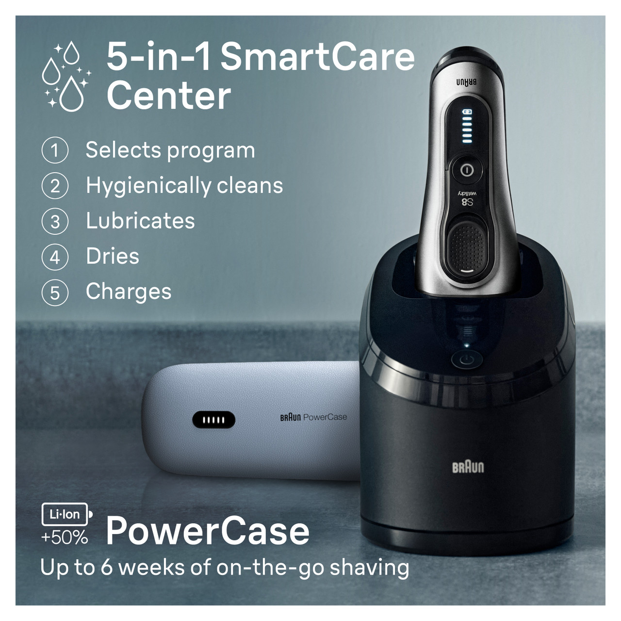 Braun Series 8 Electric Shaver with PowerCase and 5-in-1 SmartCare Center, 8577cc for Men | New Arrivals