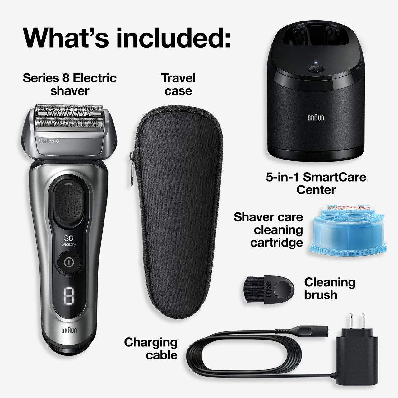 Braun Series 8 Electric Shaver with 5-in-1 SmartCare Center, 8567cc for Men | New Arrivals