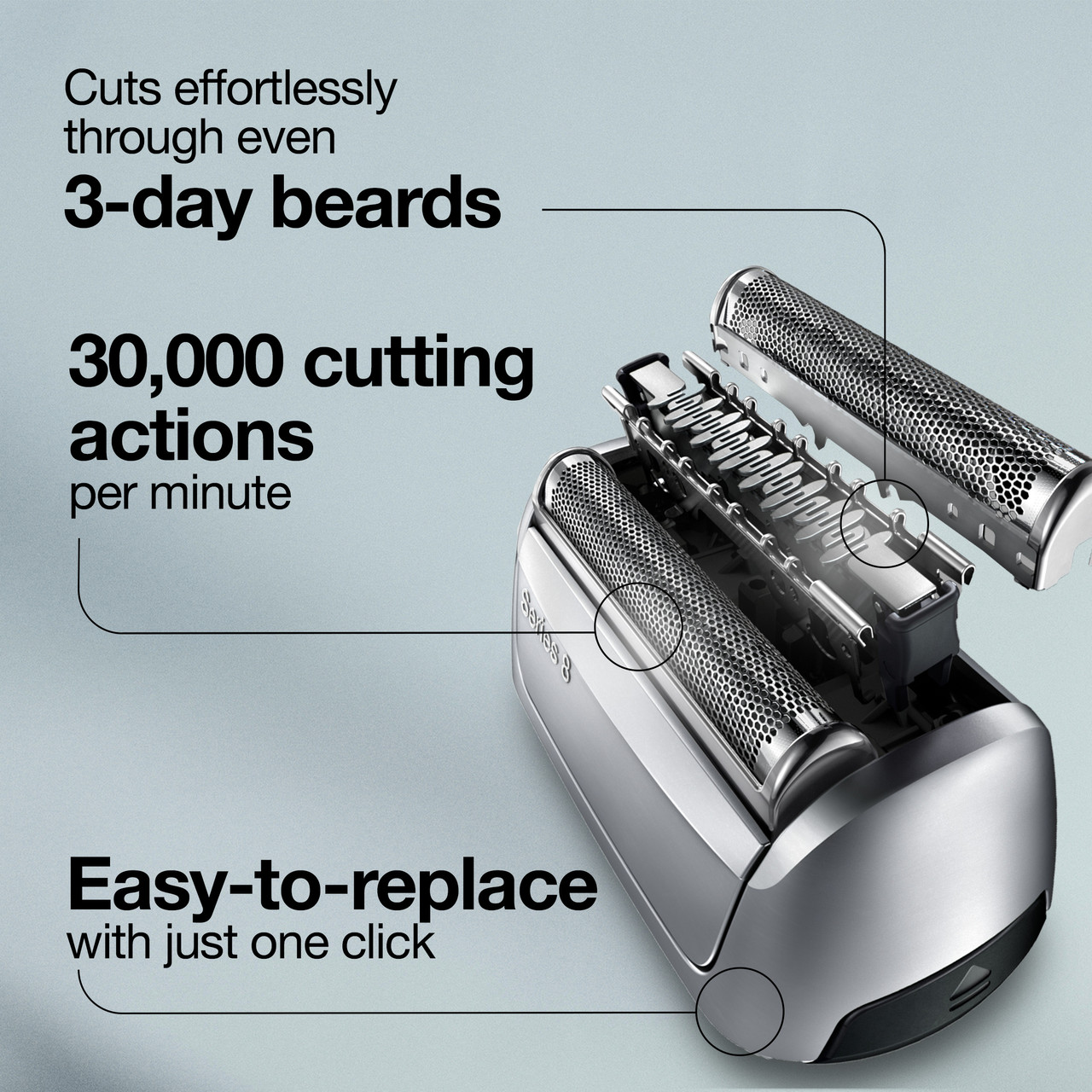Braun Electric Shaver Head Replacement Part 83m Silver, Compatible with Series 8 Electric Razors for Men | New Arrivals