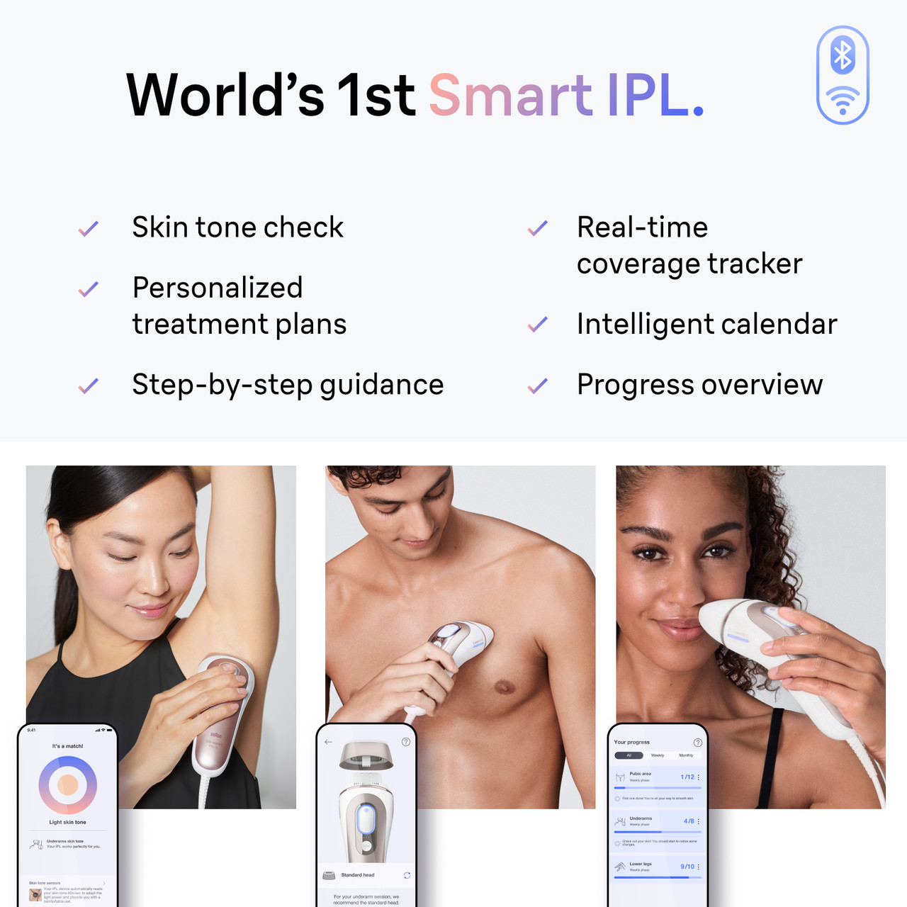 Braun Skin i·expert Smart IPL: At Home Alternative to Laser Hair Removal with 3 Caps and Leather Pouch, PL7243 for Women | Quick Ship
